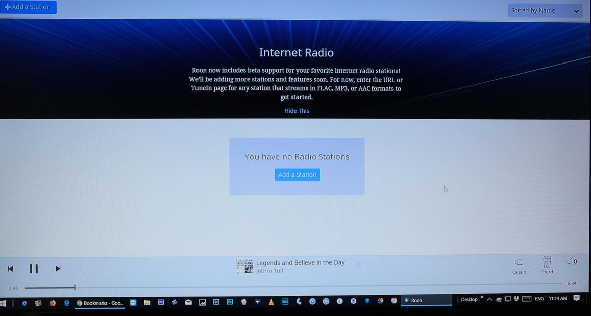 A Roon ainda não tem a Internet Radio configurada por defeito.