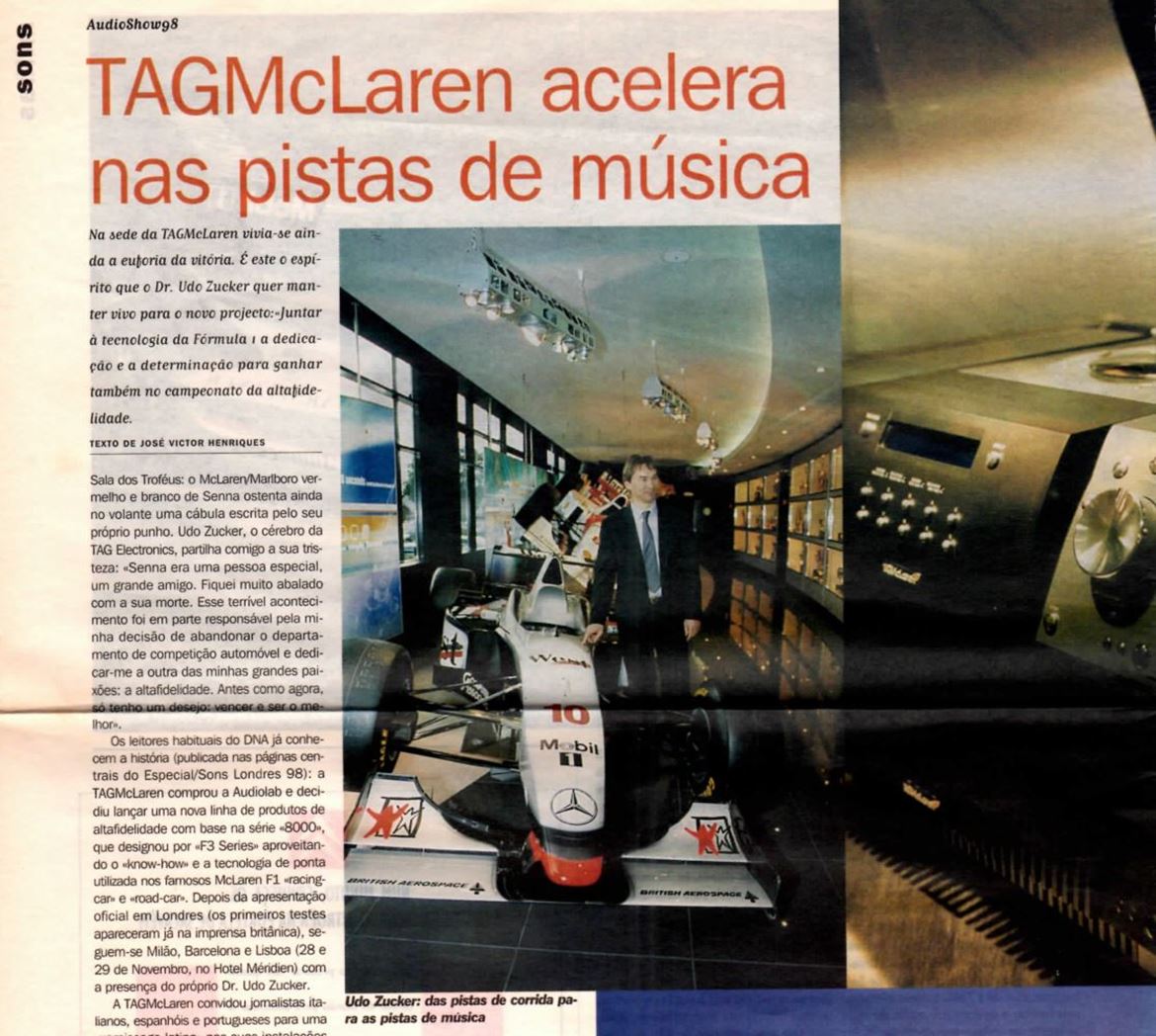 Dr. Udo Zucker, na fábrica da McLaren (1998). Os leitores podem ler a reportagem integral, abrindo o pdf respetivo, no final deste artigo.