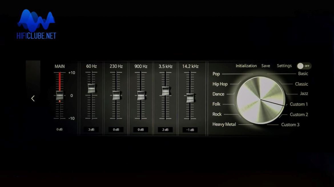 RS520 equaliser:  presets and manual frequency adjustment