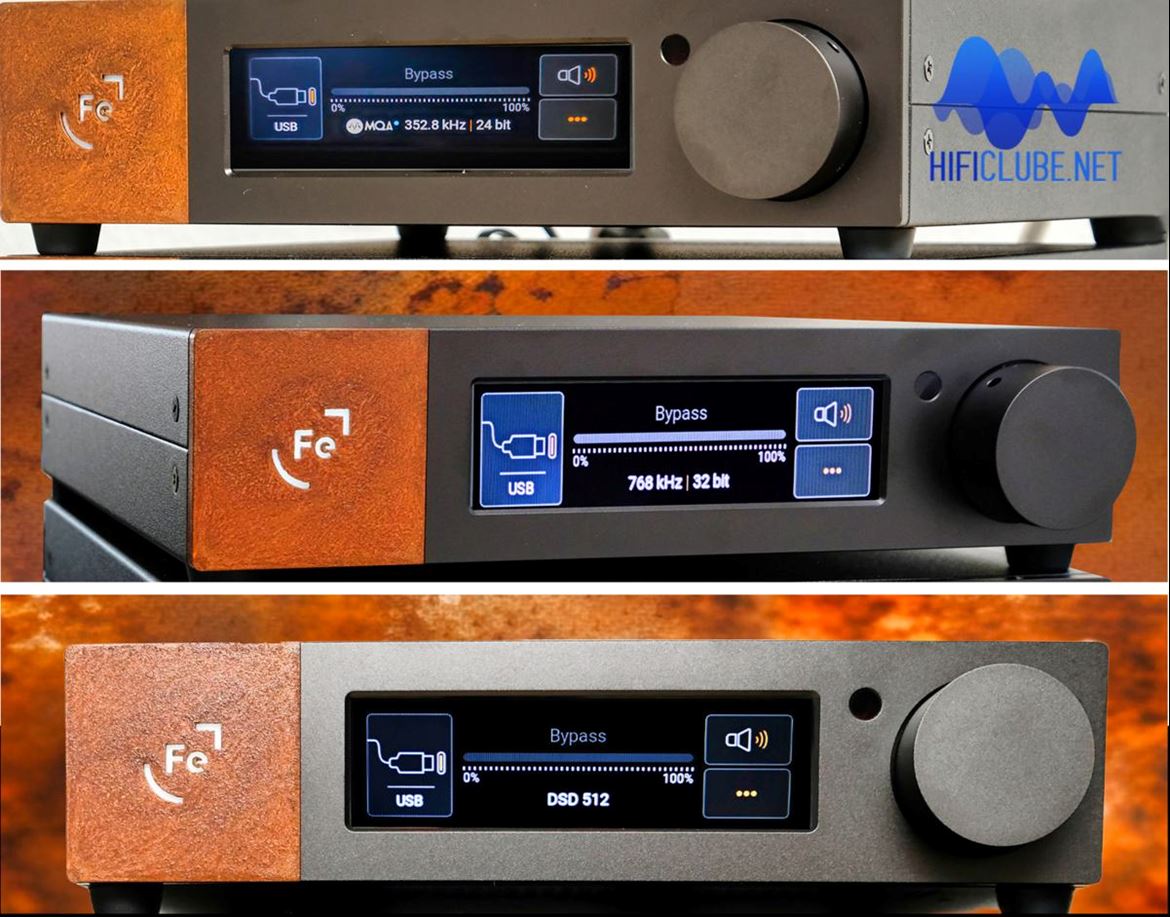 De cima para baixo: MQA 352,8 kHz, PCM 768kHz/32 bit, DSD512,.