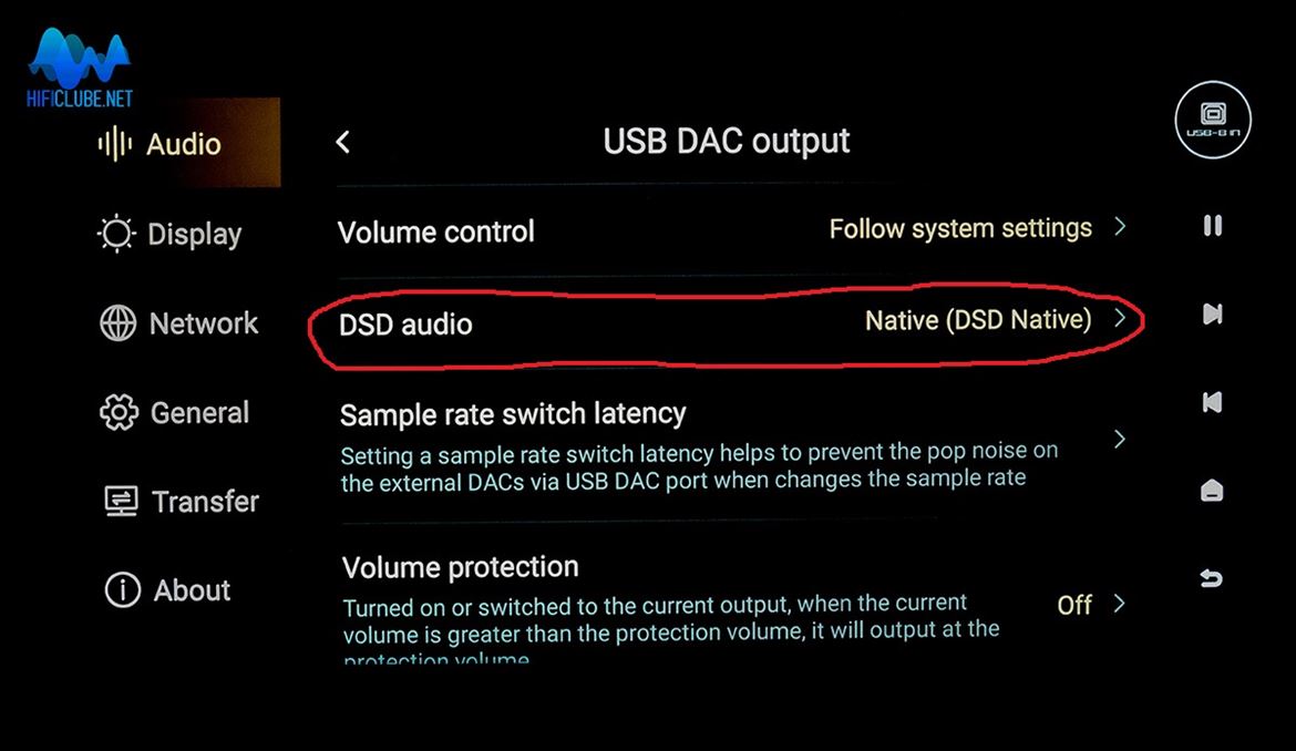 •	DSD playback comes factory-configured for DoP (DSD over PCM). For optimal performance, it should be configured as DSD Native.