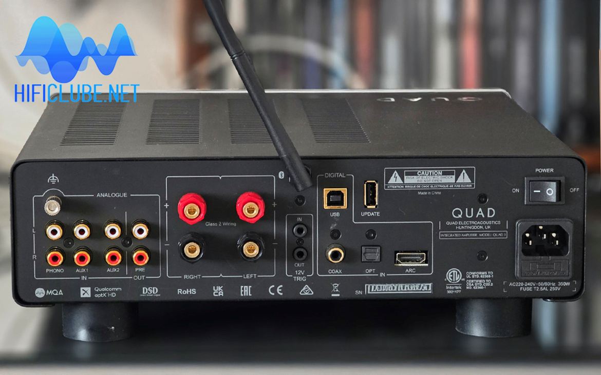 QUAD 3 back panel with analogue and digital inputs.