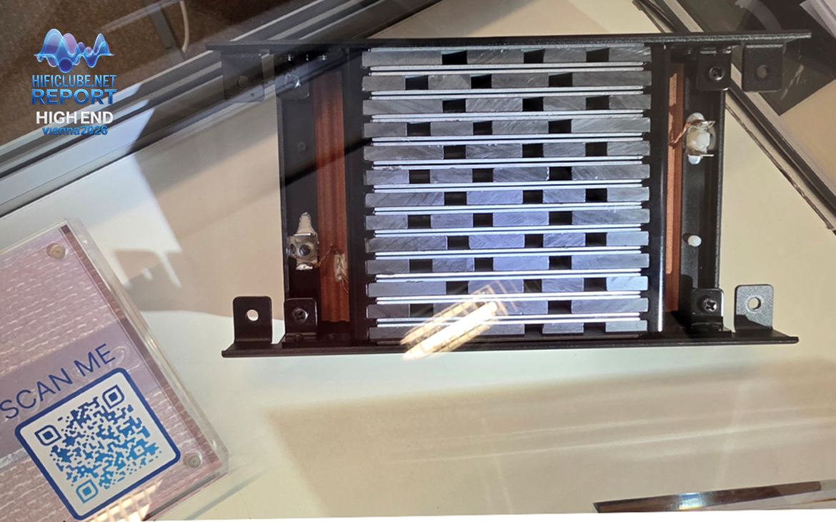 Metal structure with the magnets that generate a push-pull magnetic field.