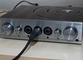 iFI iCAN Pro high quality, high power fully balanced solid state/valve headphone amplifier/line preamp.
