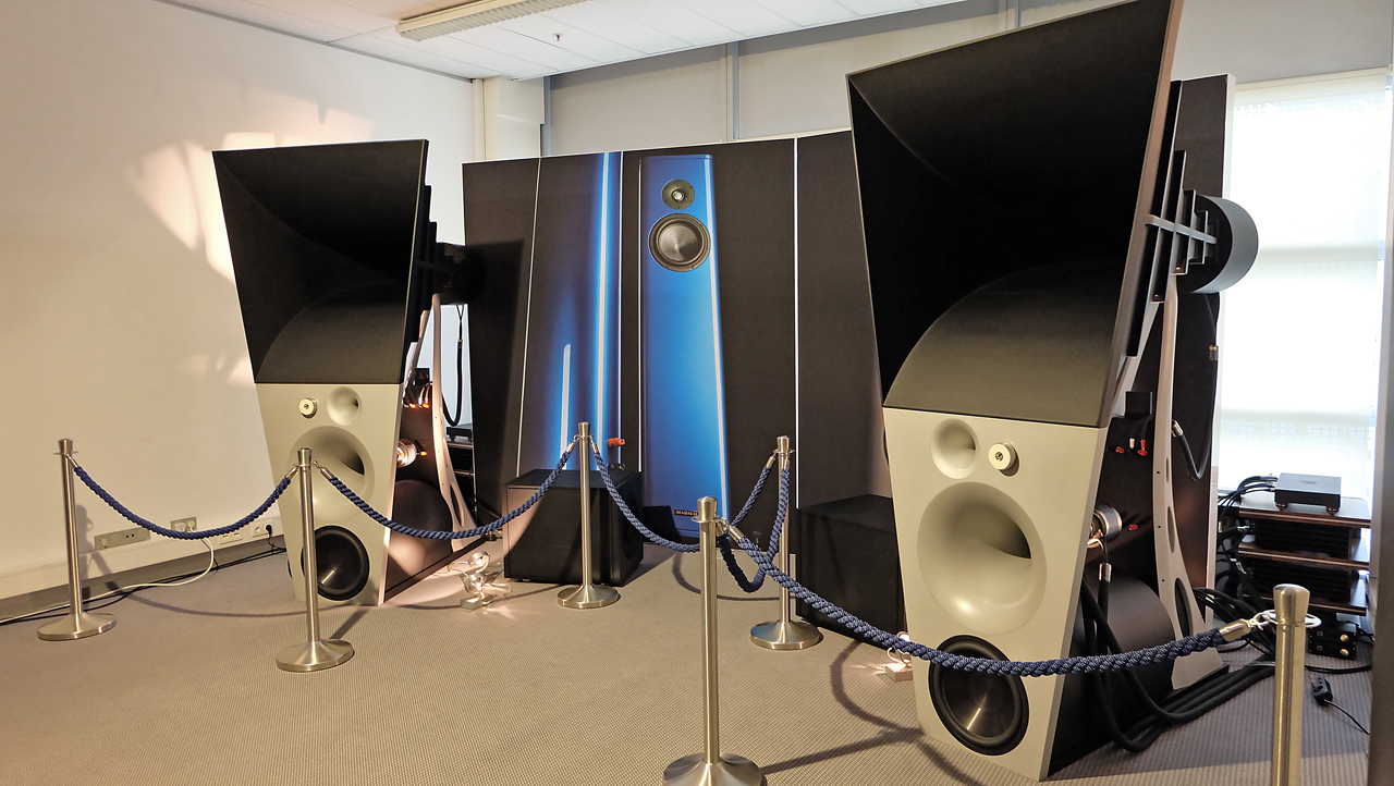 The huge tri horn Magico Ultimate III loudspeaker system that costs as much as 600 grand! 
